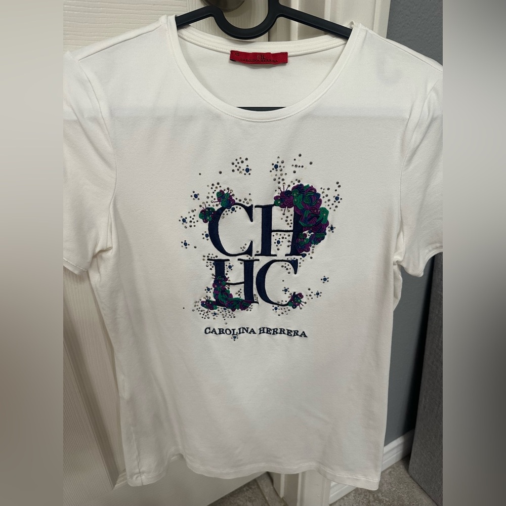 Carolina Herrera White Embellished Tee